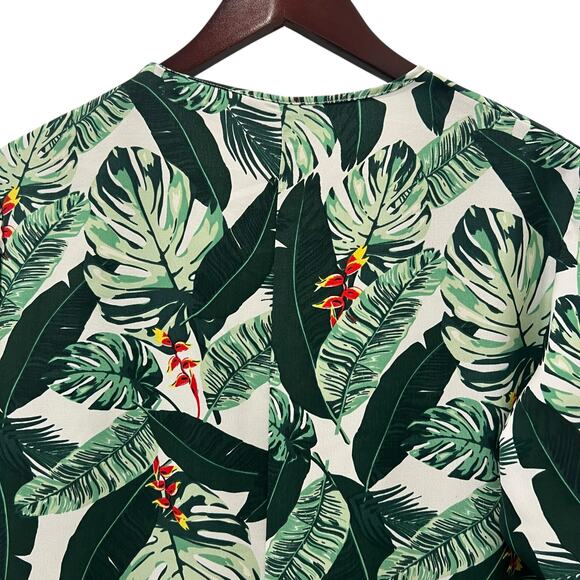 Rachel Zoe Swim Coverup Duster Green White Tropical Palm Print One Size - Picture 7 of 12